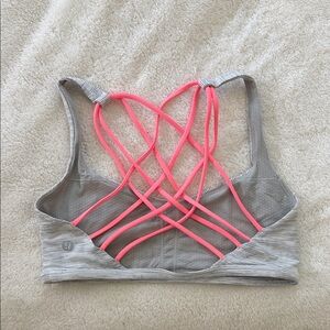 Lululemon Gray and Pink Strappy Sports Bra